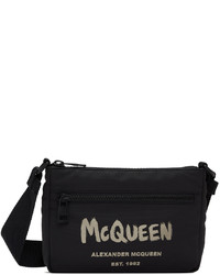 Alexander McQueen Black Graffiti Messenger Bag
