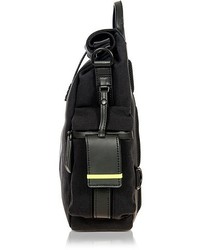 Bric's Black Nylon And Leather Roll Top Messenger