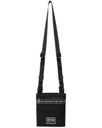 VERSACE JEANS COUTURE Black Range Brand Stripe Messenger Bag