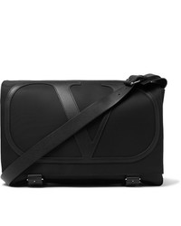 Valentino Garavani Logo Detailed Leather Trimmed Nylon Messenger Bag