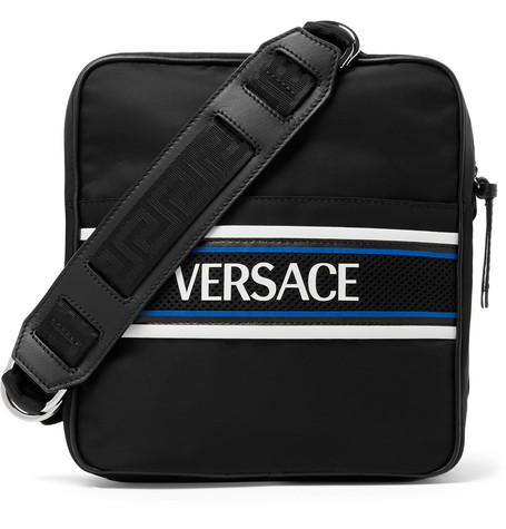 Versace Canvas Logo Print Messenger Bag