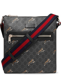 Gucci Leather Trimmed Monogrammed Coated Canvas Messenger Bag