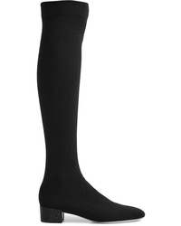 Rene Caovilla Crystal Embellished Cotton Over The Knee Boots