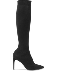 Rene Caovilla Crystal Embellished Jersey Over The Knee Sock Boots