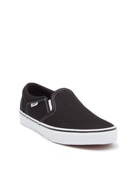 Vans Asher Slip On Sneaker In Canvas Blackwhite At Nordstrom