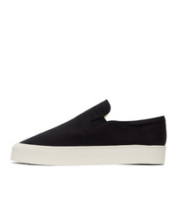 The Row Black And Off White Dean Slip On Sneakers