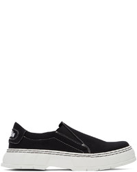 Viron Black Recycled Canvas 1984 Slip On Sneakers