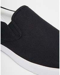 Asos Brand Slip On Sneakers In Black Canvas