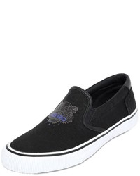Kenzo Tiger Cotton Canvas Slip On Sneakers