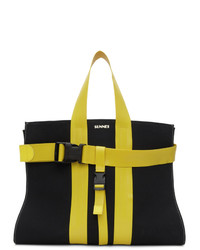 Sunnei Black And Yellow Parallelepipedo Tote