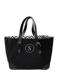 Cathy's Concepts Monogrammed Black White Chevron Buckle Tote Bag