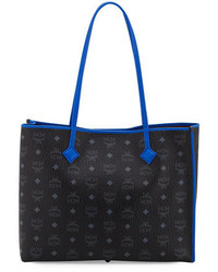 MCM Kira Medium Visetos Shopper Shoulder Tote Bag Blackblue