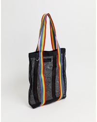 ASOS DESIGN Mesh Tote Bag Shopper With Stripe Handles