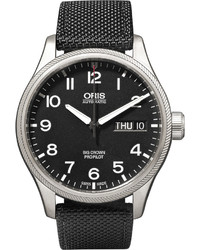 Oris Big Crown Propilot Day Date Stainless Steel And Canvas Watch