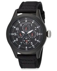 Saks Fifth Avenue Black Ip Stainless Steel Canvas Strap Chronograph Watch