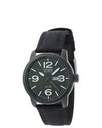 Citizen Bm8475 00x Eco Drive Military Black Plated Steel Canvas Strap Watch