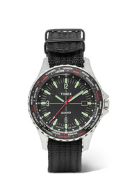 Timex Navi World Time Stainless Steel And Nylon Webbing Watch