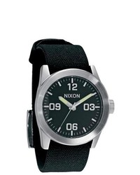 Nixon The Private Black Dial Stitched Pu Backed Canvas Watch A049000
