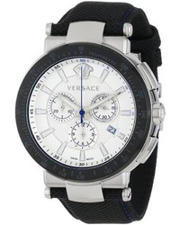 Versace Vfg010013 Mystique Sport 46mm Black Ion Plated Coated Stainless Steel Bezel Chronograph Tachymeter Date Watch