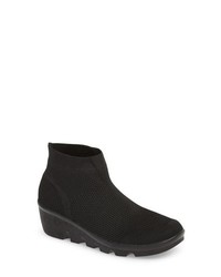 Black Canvas Wedge Ankle Boots