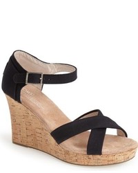 Toms Canvas Ankle Strap Wedge Sandal