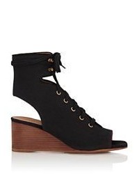 Chloé Canvas Gladiator Wedge Sandals Colorless