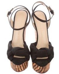 Charlotte Olympia Canvas Wedge Sandals