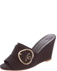Chanel Cc Wedge Sandals