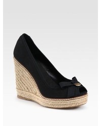 Tory Burch Jackie Canvas Espadrille Wedges
