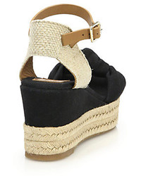Tory Burch Knotted Canvas Espadrille Wedge Sandals