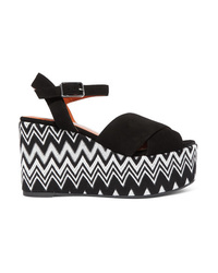 Castaner Missoni Engie 105 Crocheted Canvas And Suede Wedge Espadrilles