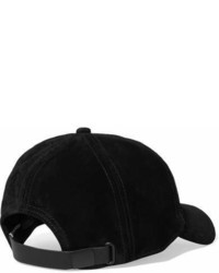 Rag & Bone Marilyn Leather Trimmed Suede Baseball Cap Black