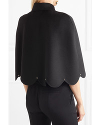 Valentino Studded Scalloped Wool And Cashmere Blend Cape