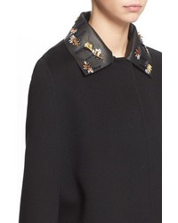Fendi Bird Of Paradise Wool Cape With Removable Beaded Leather Collar