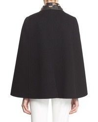 Fendi Bird Of Paradise Wool Cape With Removable Beaded Leather Collar