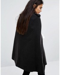 Noisy May Cape Coat With Leather Look Detail