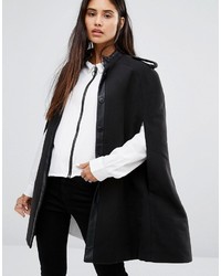 Noisy May Cape Coat With Leather Look Detail