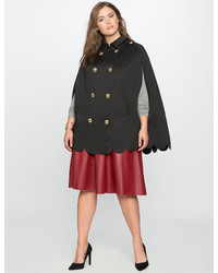 ELOQUII Plus Size Double Breasted Scallop Cape Coat