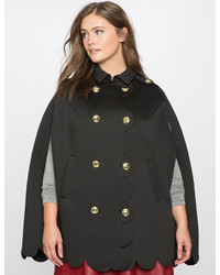 ELOQUII Plus Size Double Breasted Scallop Cape Coat