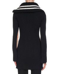 Givenchy Funnel Neck Zip Front Cape Sleeve Cardigan Black
