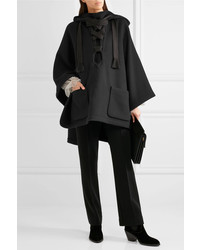 Chloé Iconic Hooded Wool Blend Cape Black