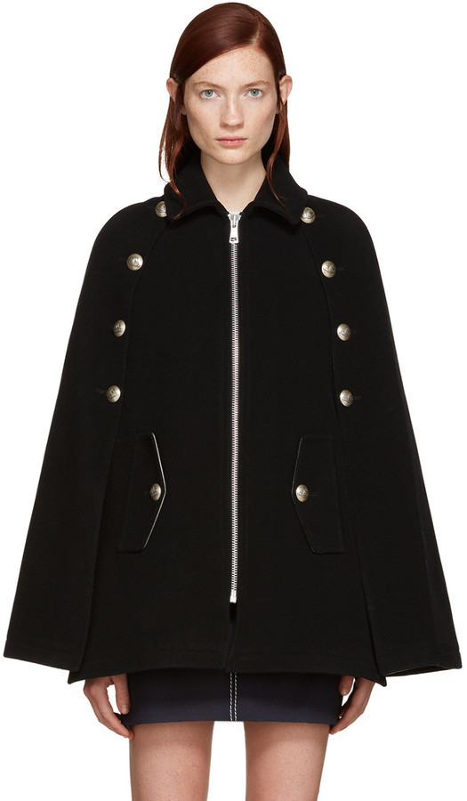 See by Chloe See By Chlo Black Military Cape Coat, $745 | SSENSE