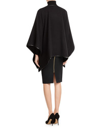 Max Mara Wool Cape With Leather Trim