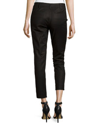 Vince Cropped Ankle Zip Trousers Black