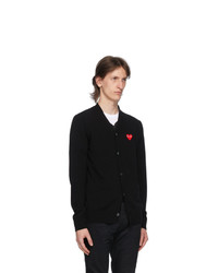 Comme Des Garcons Play Black And Red Heart Patch Cardigan