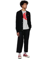 Comme Des Garcons Play Black Wool Heart Patch Cardigan