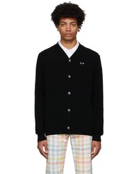 Comme Des Garcons Play Black Wool Heart Patch Cardigan