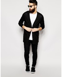 Asos Brand Longline Cardigan In Black Cotton