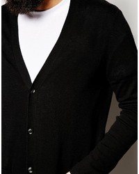 Asos Brand Longline Cardigan In Black Cotton