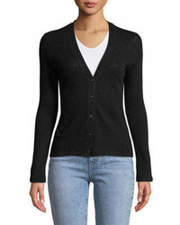 Majestic Button Front Fitted Cashmere Wool Cardigan
